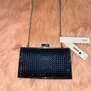 Aqua Midnight Blue Crystal Clutch
